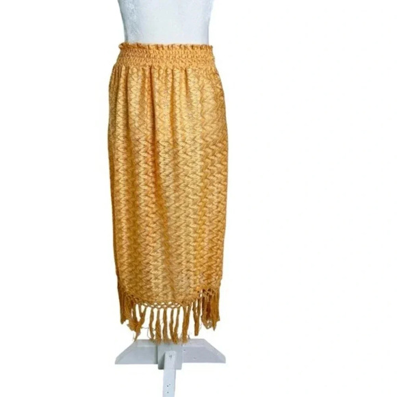 Ramy Brook Gaia Metallic Faux Wrap Boho Maxi Skirt Coverup Size L NWT - Picture 4 of 10